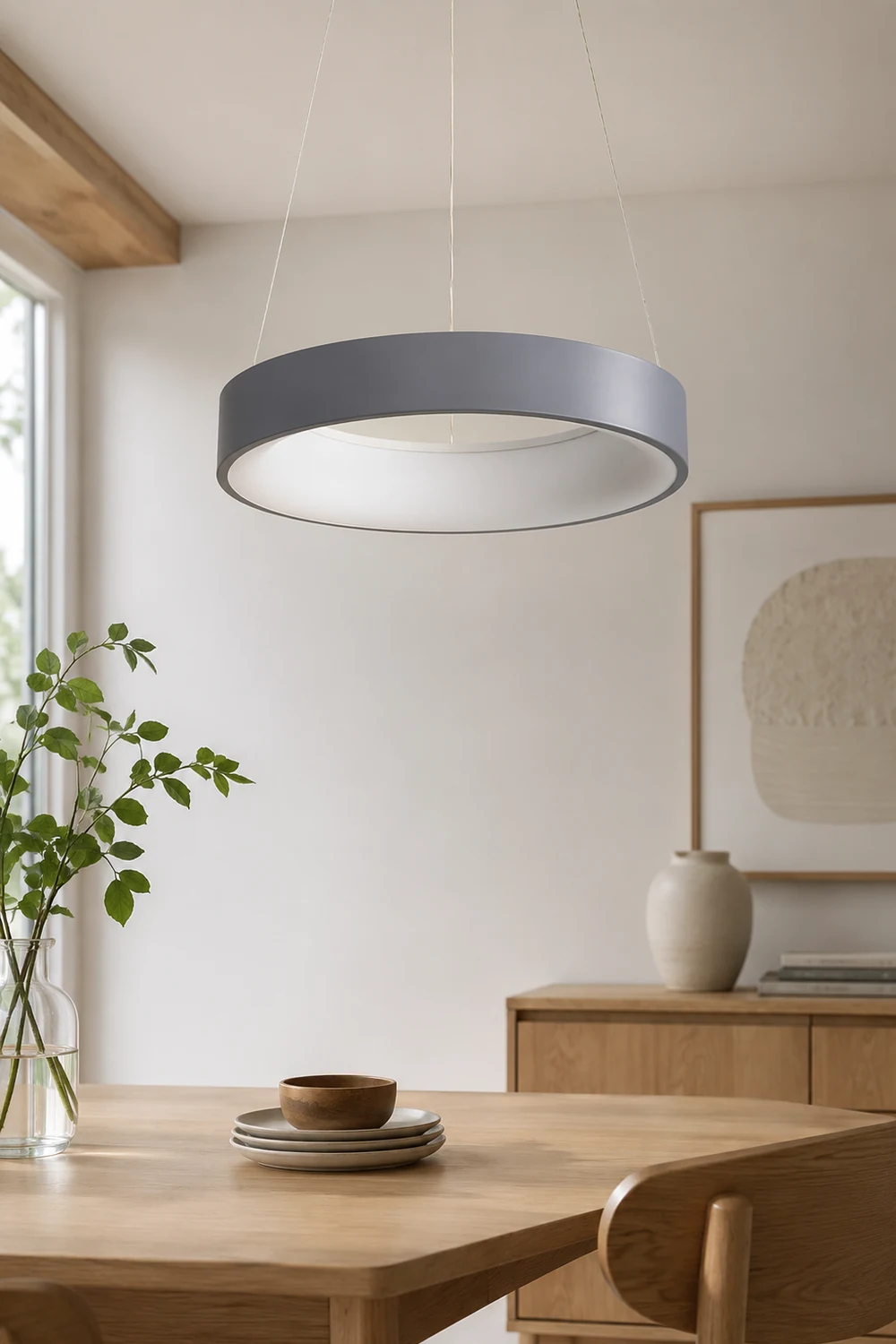 White LED Ribbed Hoop Pendant Ceiling Lights - Lumpaz