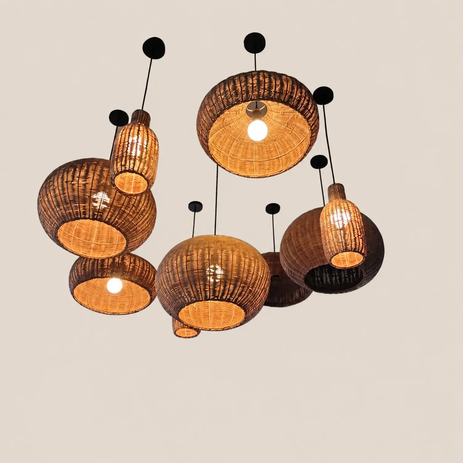 Unique Rattan Handmade Nordic Pendant Lampshades For Living Room - Lumpaz