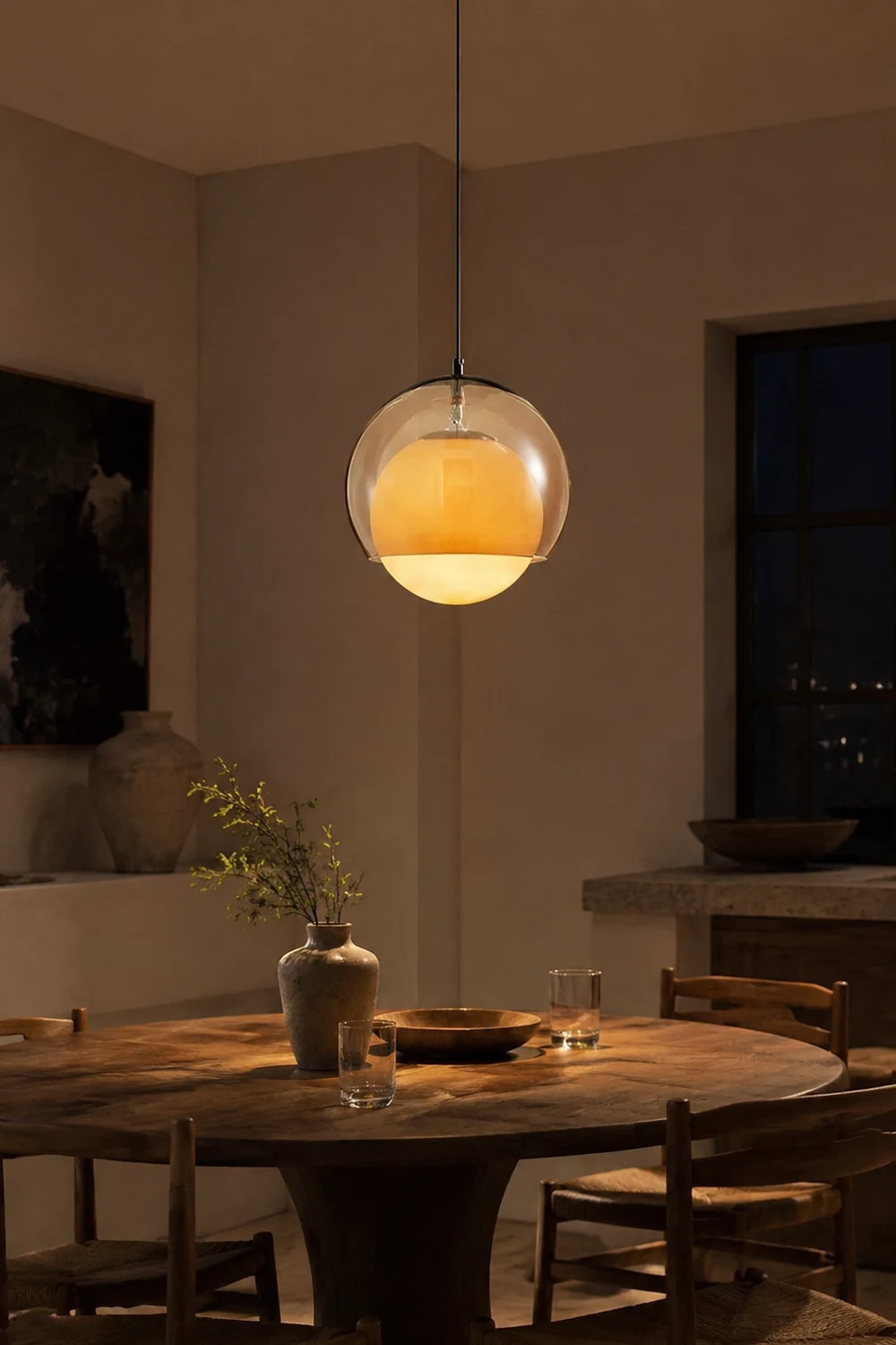 Vintage Orange Bauhaus Glass Pendant Light - Lumpaz