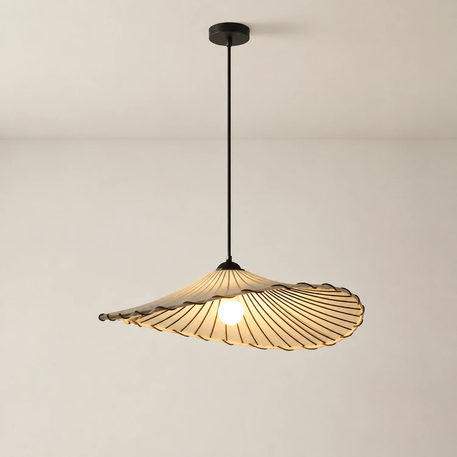 Wabi-Sabi Vintage Lotus Leaf Fabric Pendant Light - Lumpaz