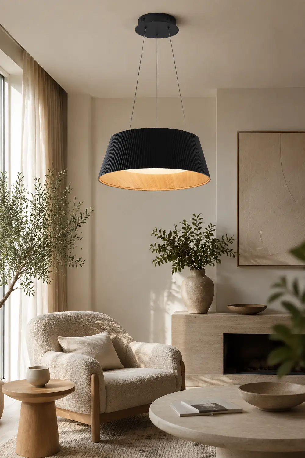 Modern Ribbed LED Pendant Light For Kitchen Island - Lumpaz