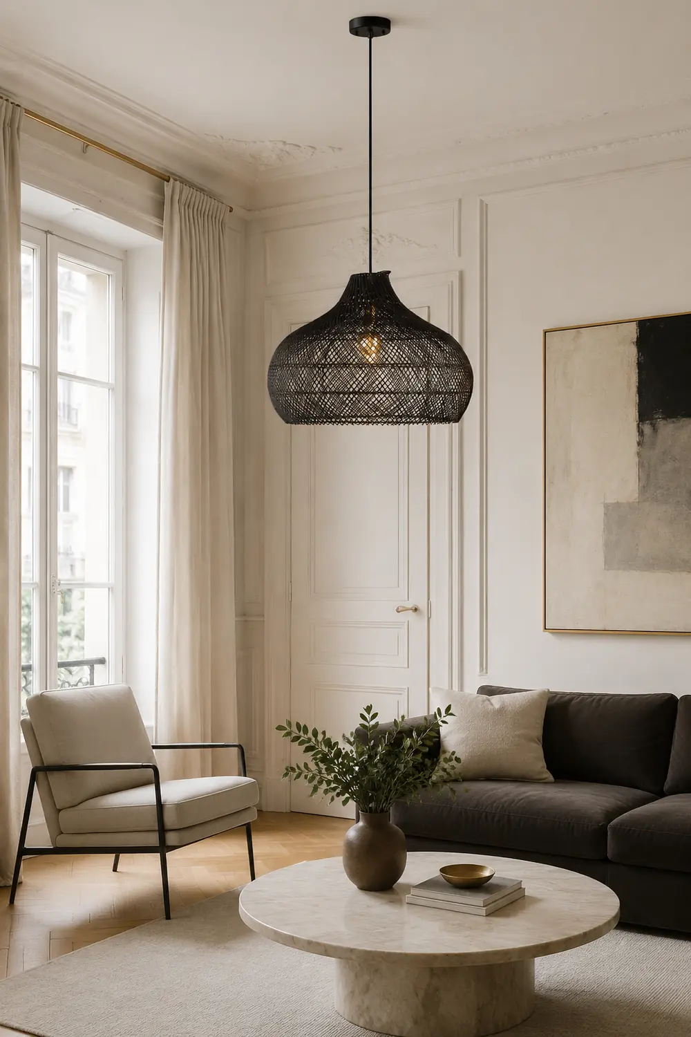 Modern Rattan Handwoven Island Pendant Light - Lumpaz