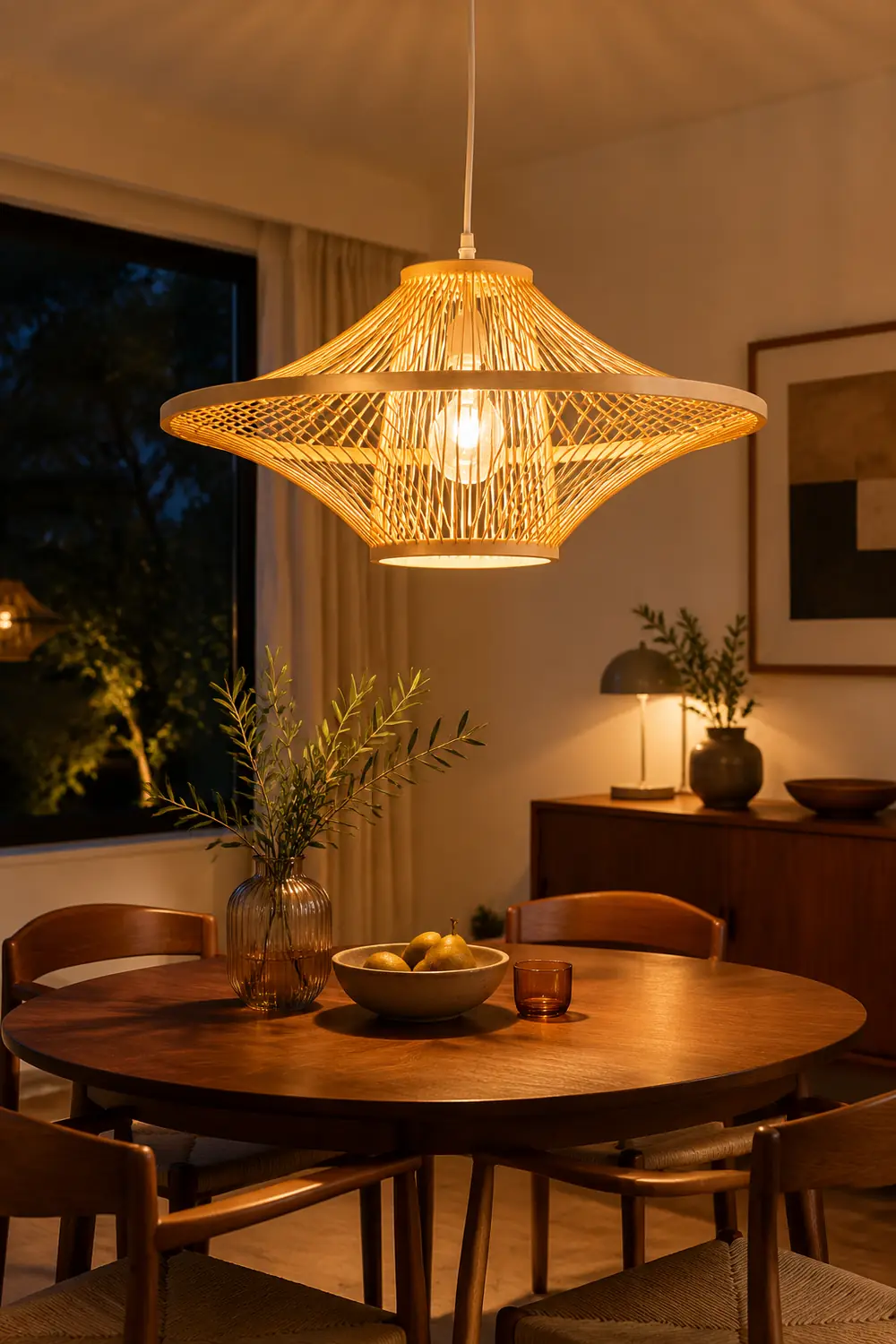 Short Handcrafted Woven Lantern Pendant Light For Living Room - Lumpaz