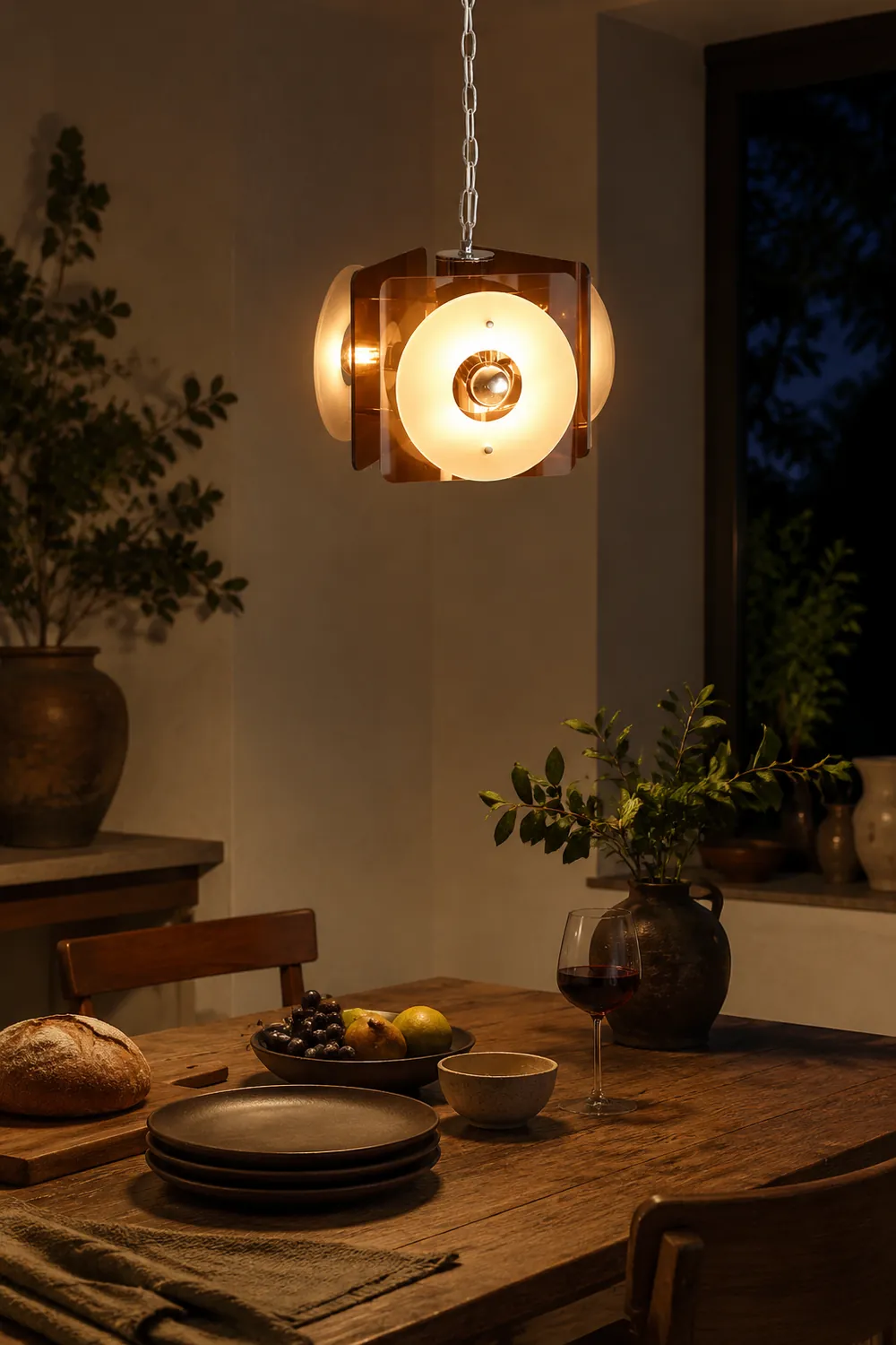 Middle Century Danish Deco Glass Hanging Lights - Lumpaz