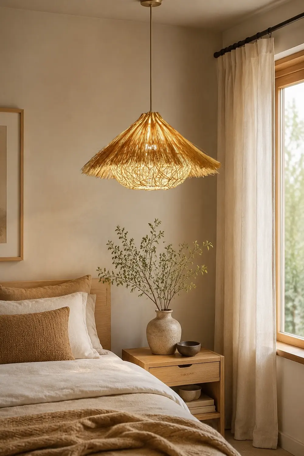 Muto Boho Handgeflochtene Pendelleuchte aus Rattan für Esszimmer - Lumpaz