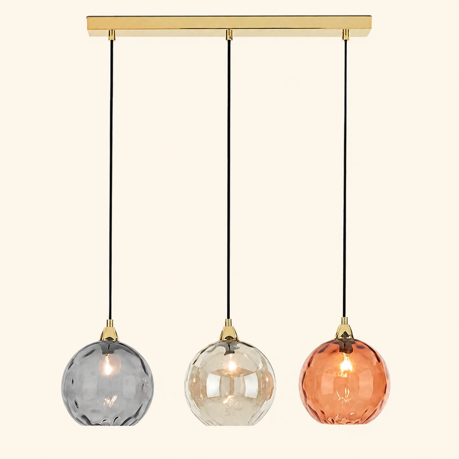 Hailie Pendelleuchte aus buntem Glas, 3 flammig - Lumpaz