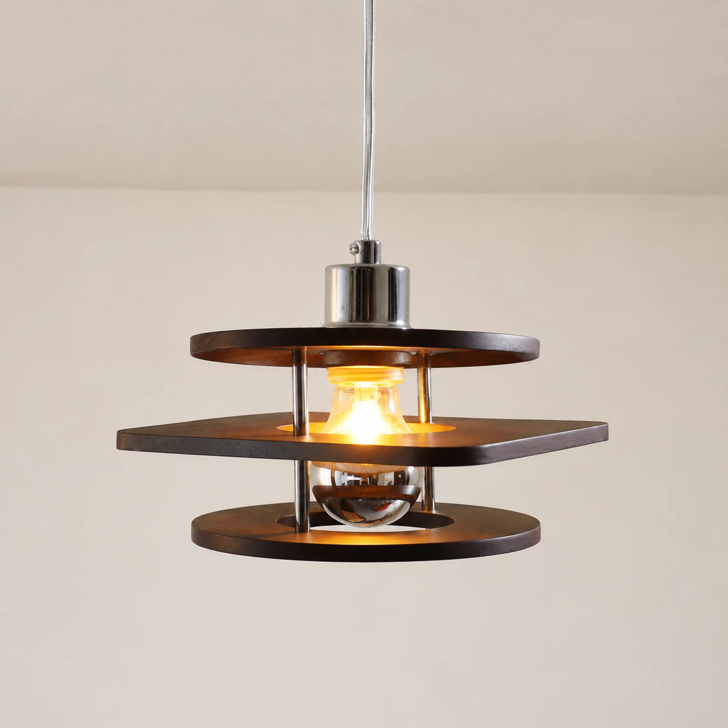 Retro Walnut Indoor Pendant Light For Dining Room - Lumpaz