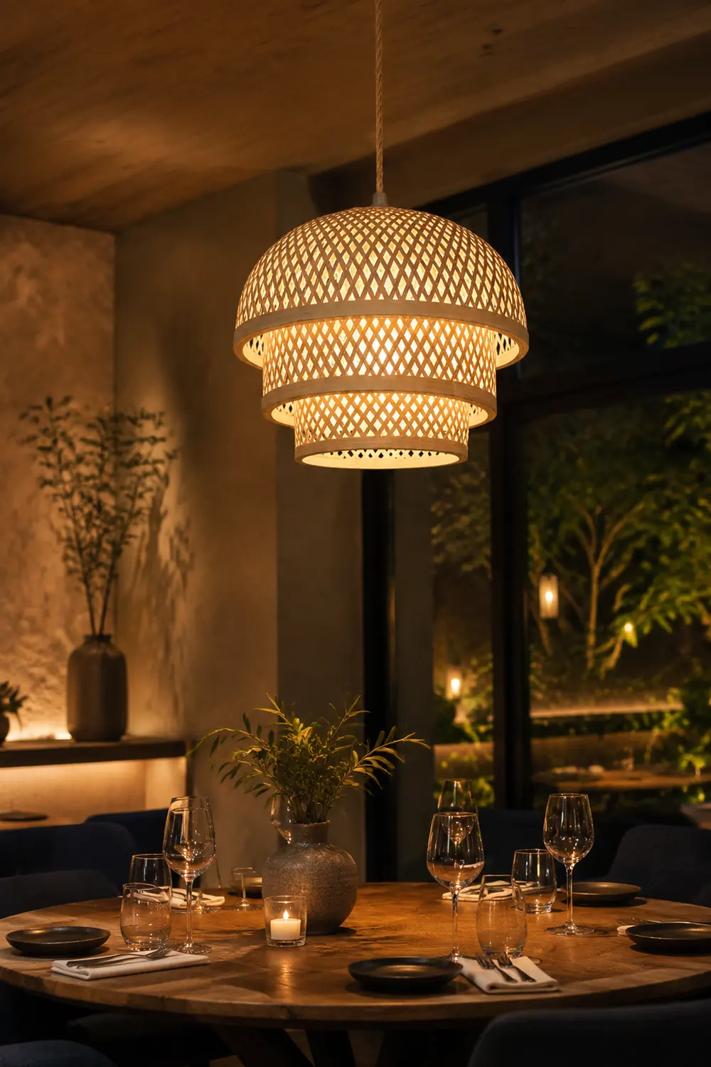 Bamboo Natural Basket Island Pendant Light - Lumpaz