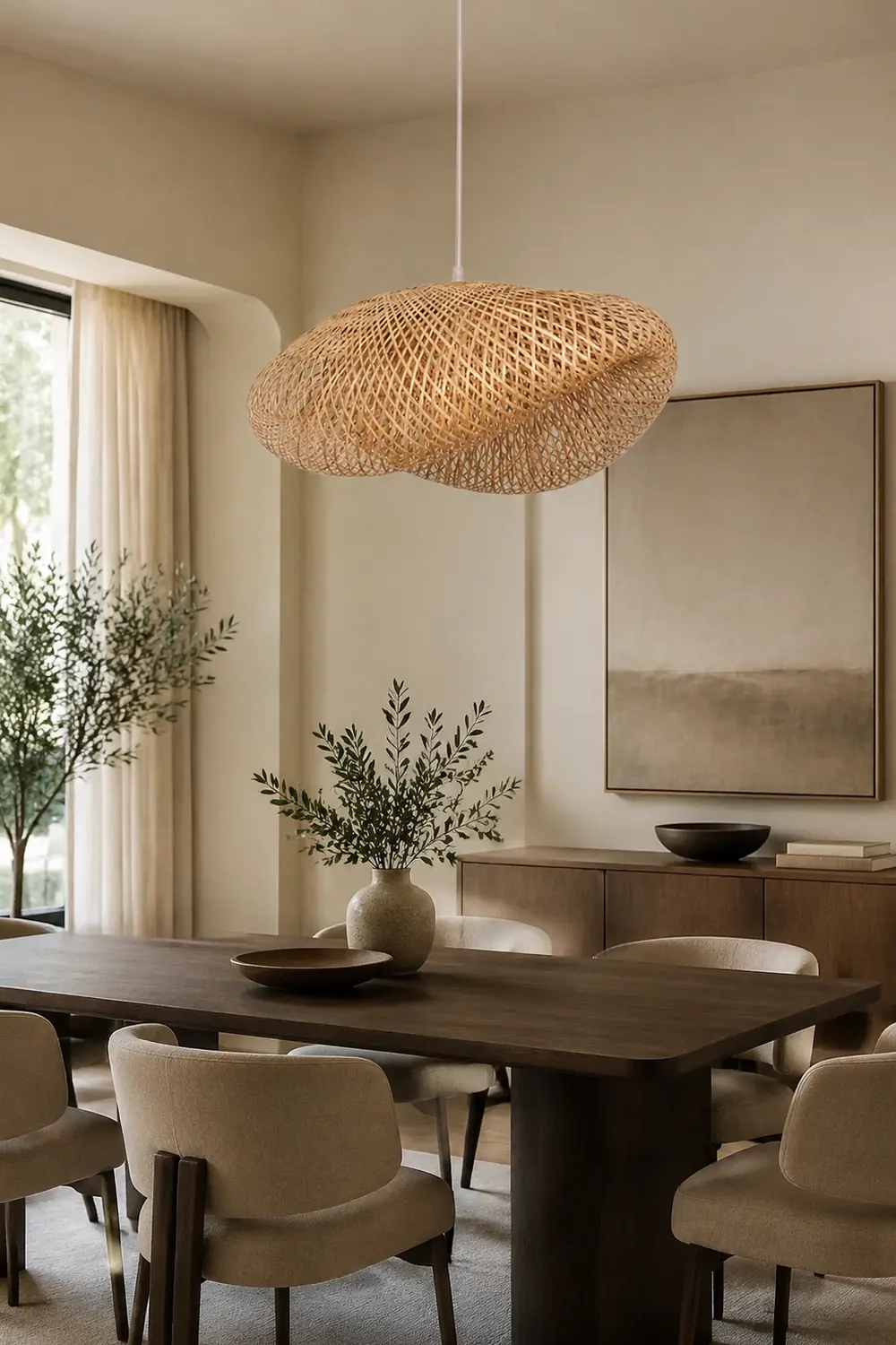 Modern Bamboo Kitchen Island Pendant Light - Lumpaz