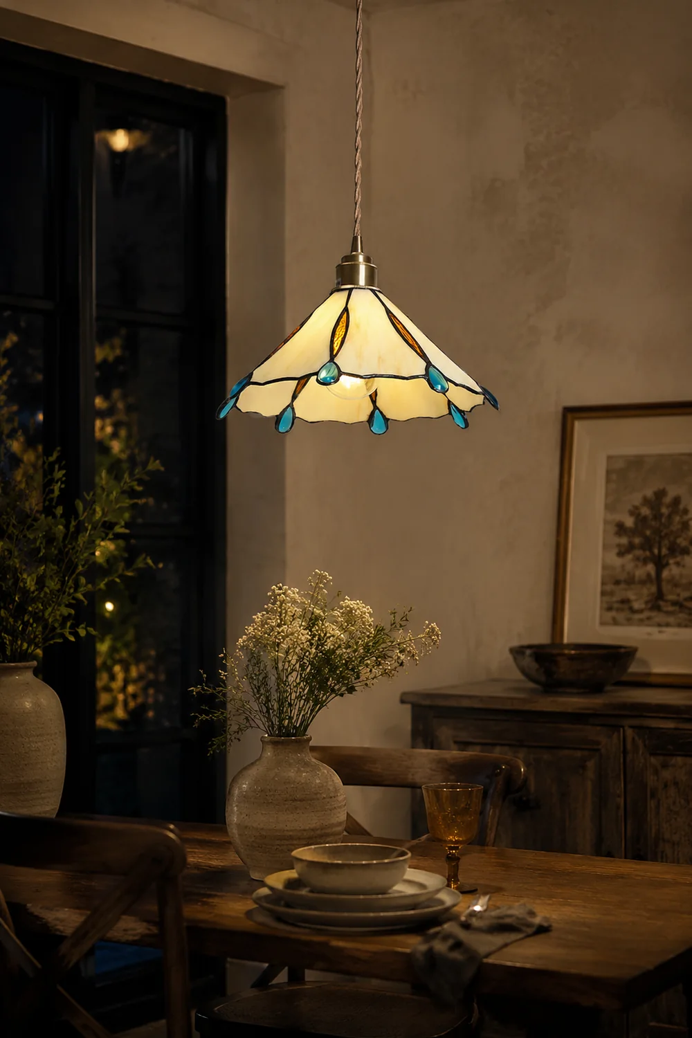 Retro Stained Glass Tiffany Pendant Light - Lumpaz