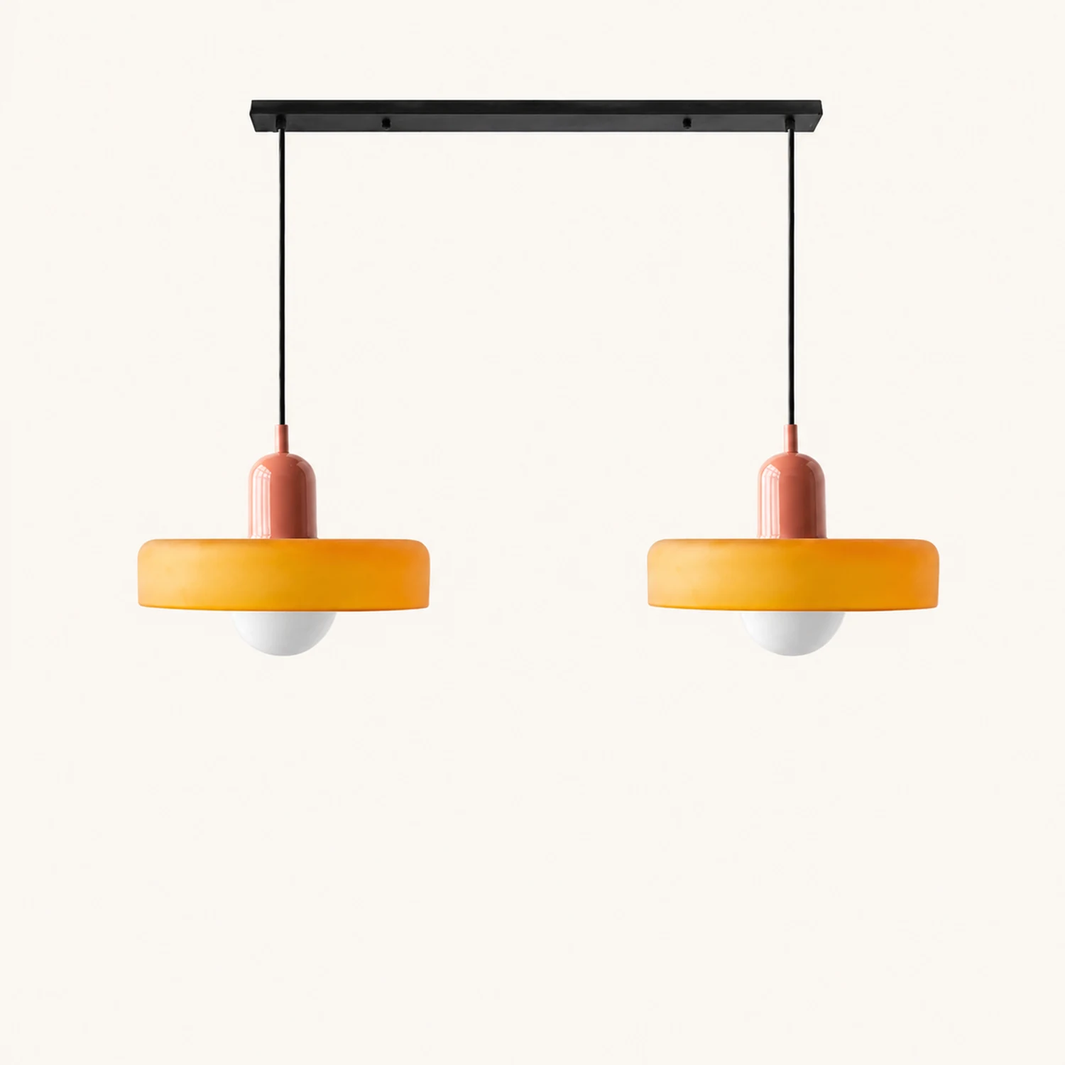 2 Heads Modern Bauhaus Glass Pendant Light - Lumpaz