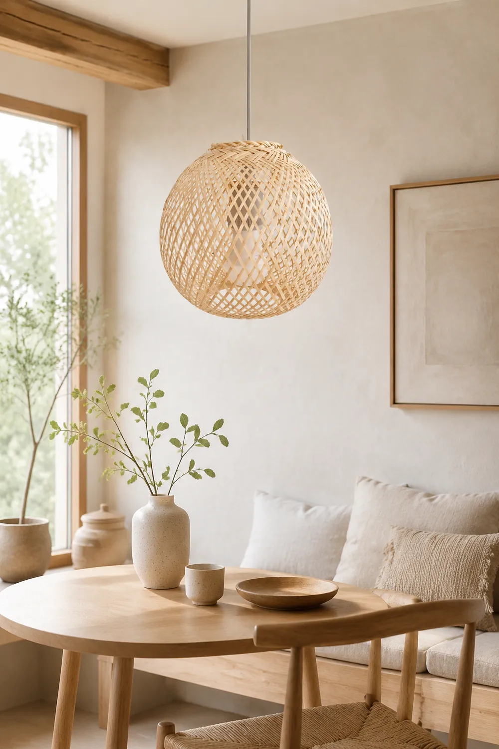 Round Modern Basket Pendant Light For Living Room - Lumpaz