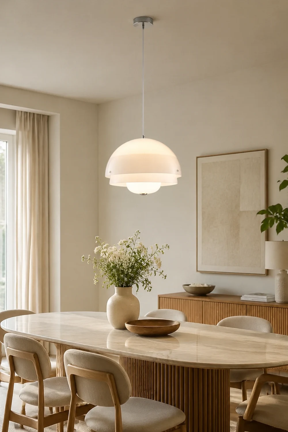 Modern Nordic Style Tiered Glass White Pendant - Lumpaz