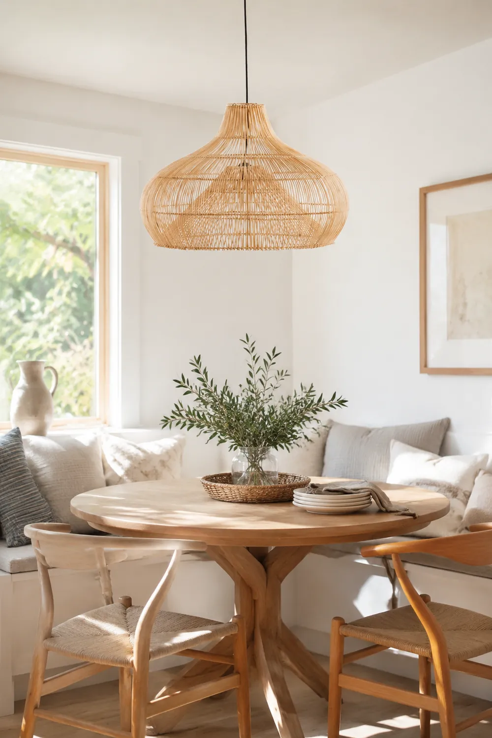 Boho Wicker Lamp Shades Handwoven Kitchen Island Pendant Light - Lumpaz