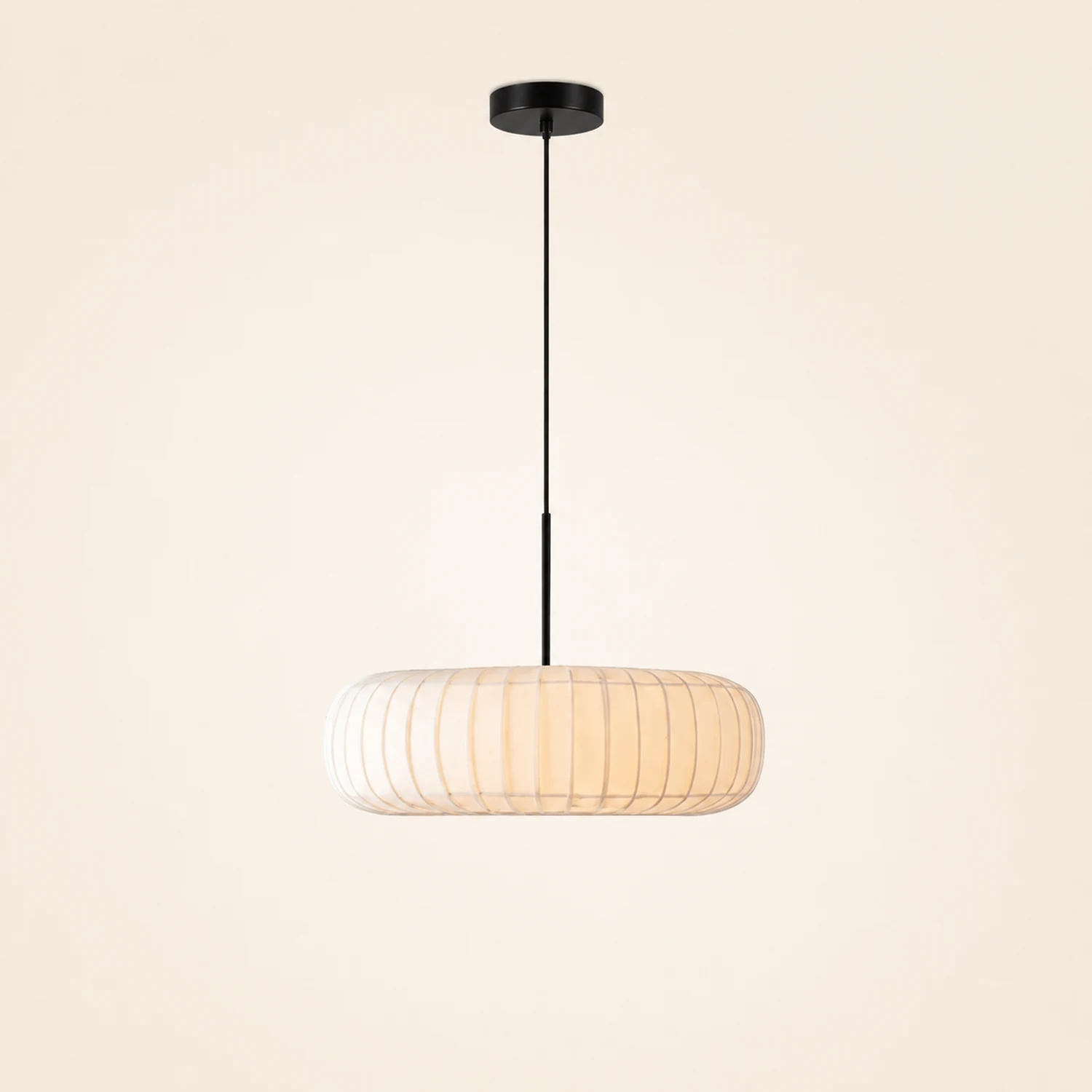 White Fabric Hanging Light Pumpkin Shape Pendant Light - Lumpaz