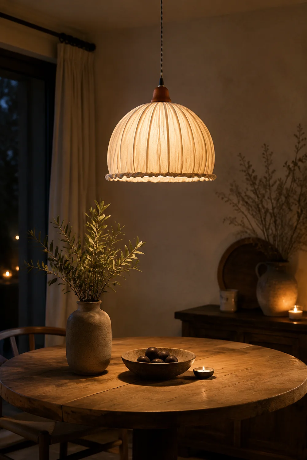 Schlichte Pendelleuchte aus Stoff für Esszimmer & Schlafzimmer - Lumpaz