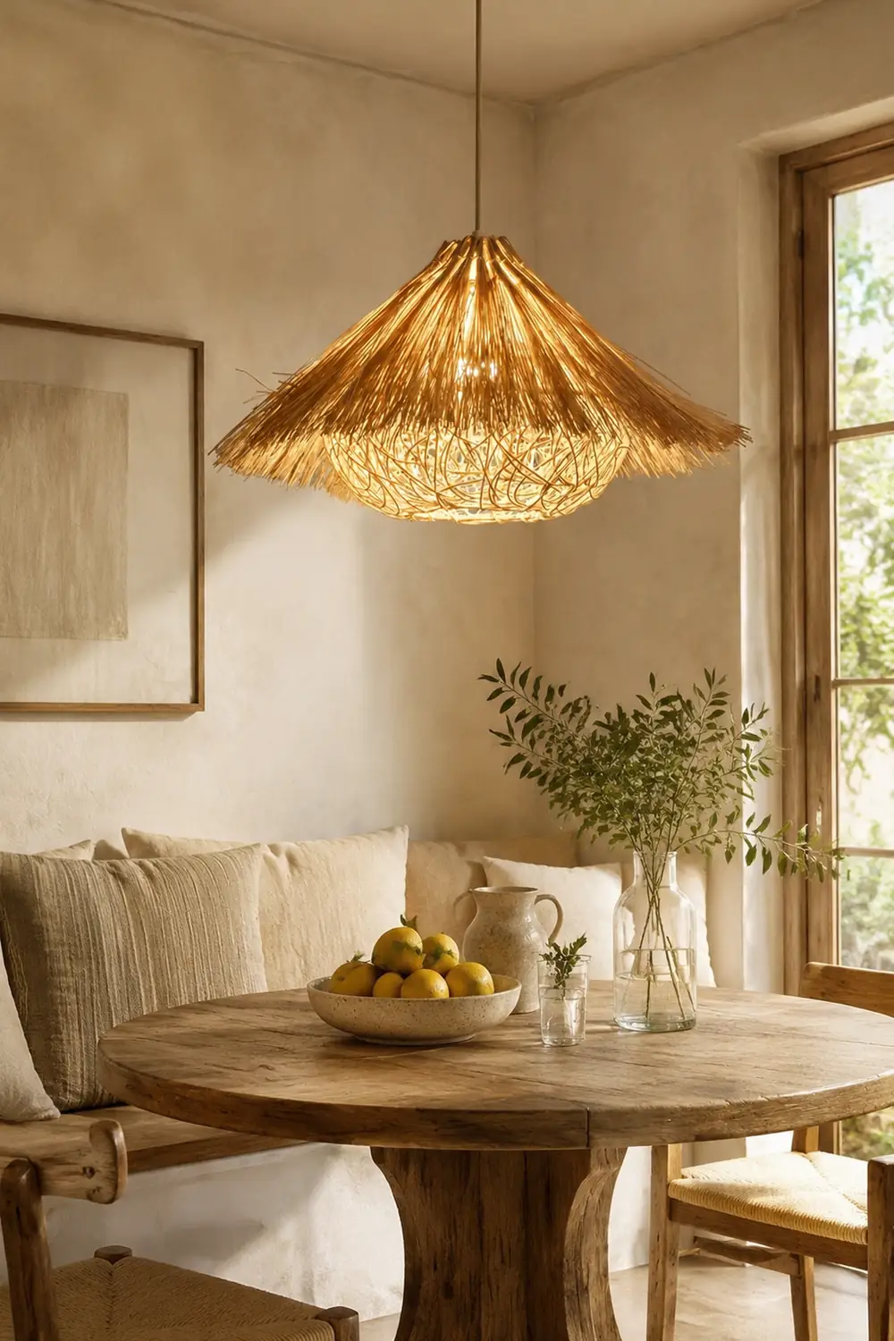 Muto Boho Handgeflochtene Pendelleuchte aus Rattan für Esszimmer - Lumpaz