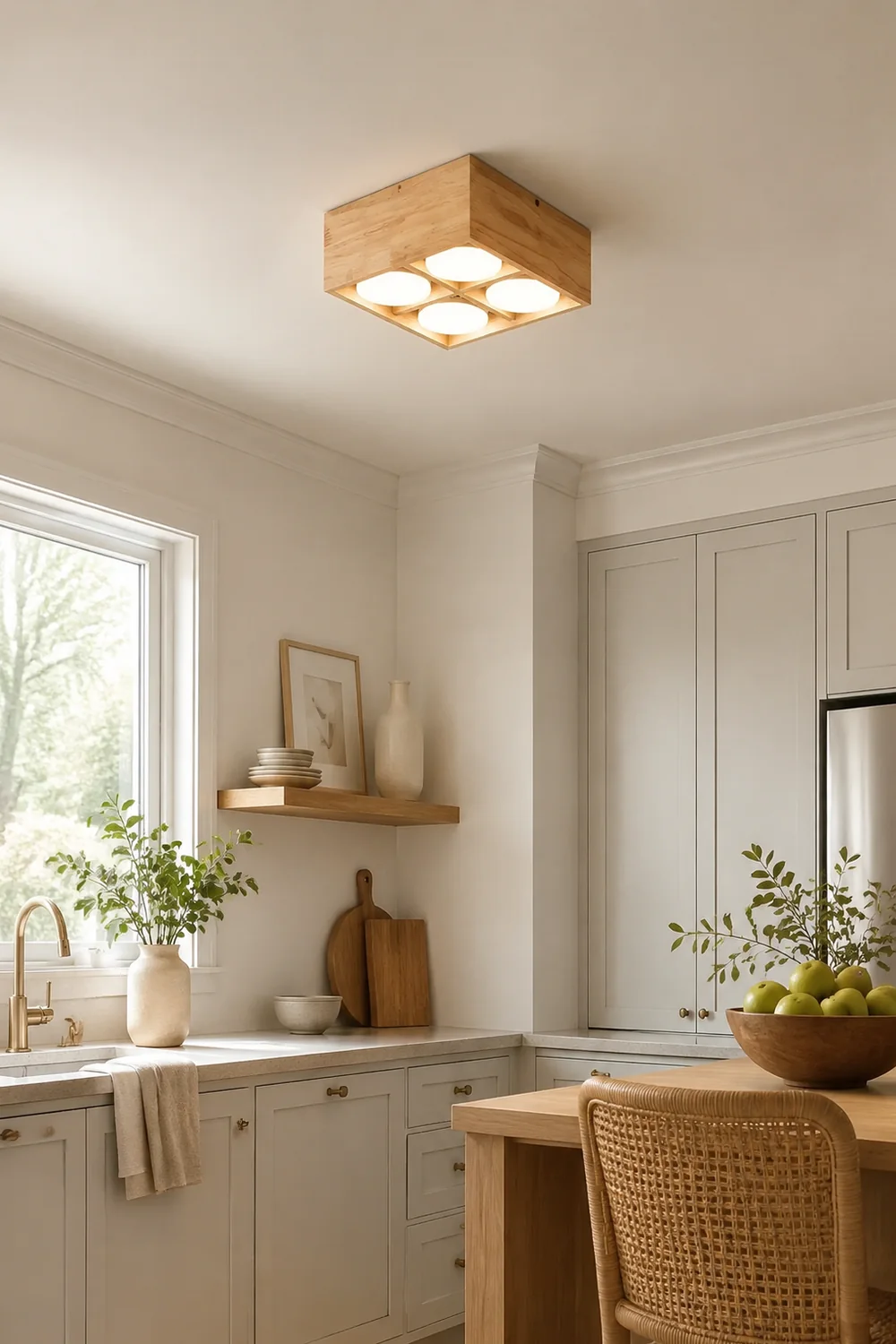Ozawa Einfache LED Deckenleuchte aus Holz für Wohnzimmer, Schlafzimmer - Lumpaz