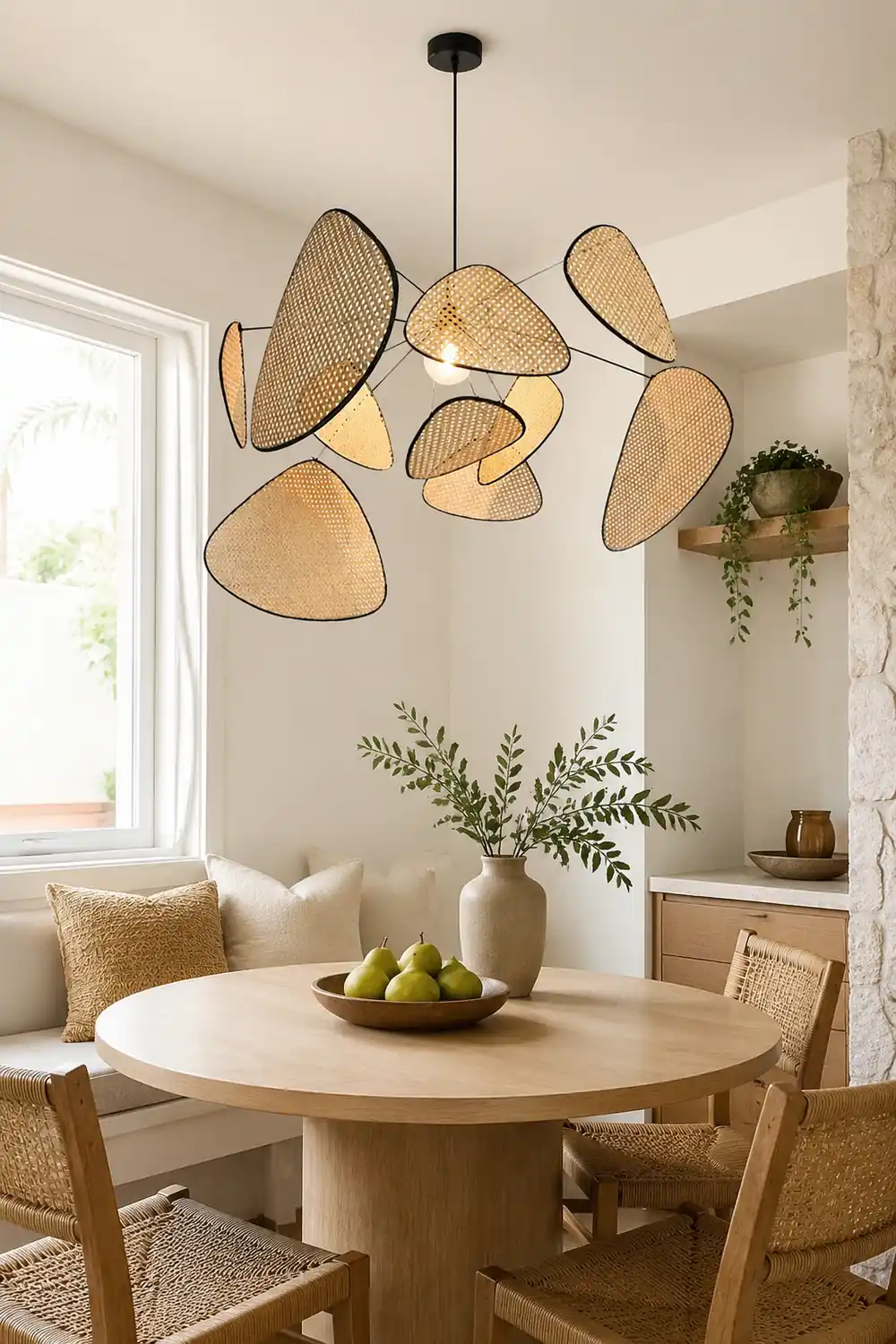Modern Irregular Shape Rattan Kitchen Pendant Light - Lumpaz
