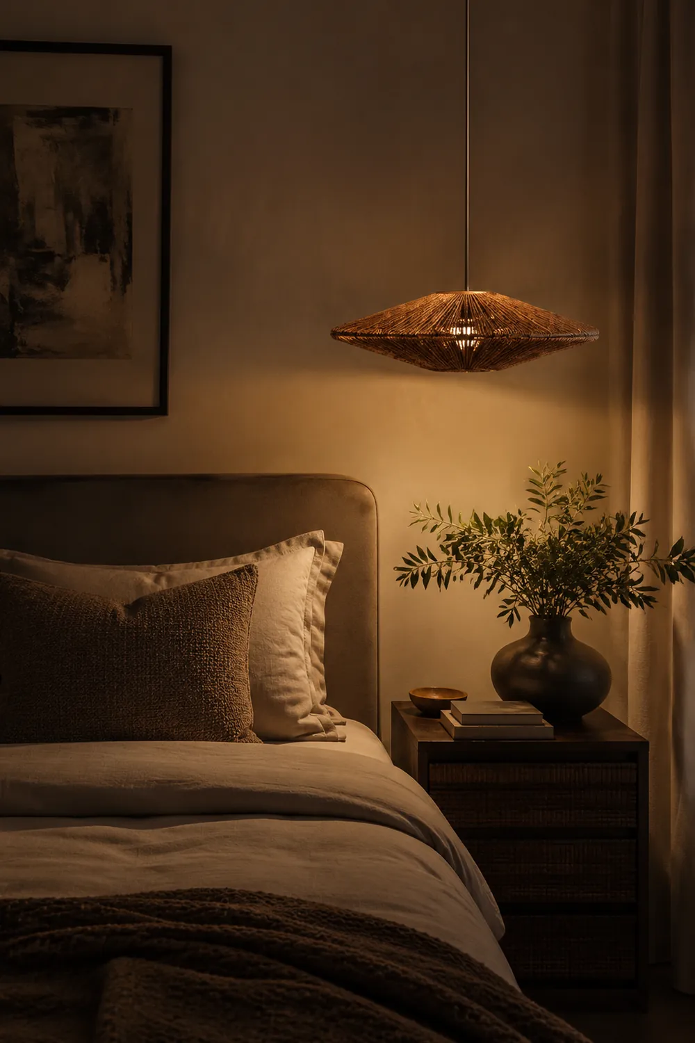 Rustic Rattan Brown Pendant Lights - Lumpaz