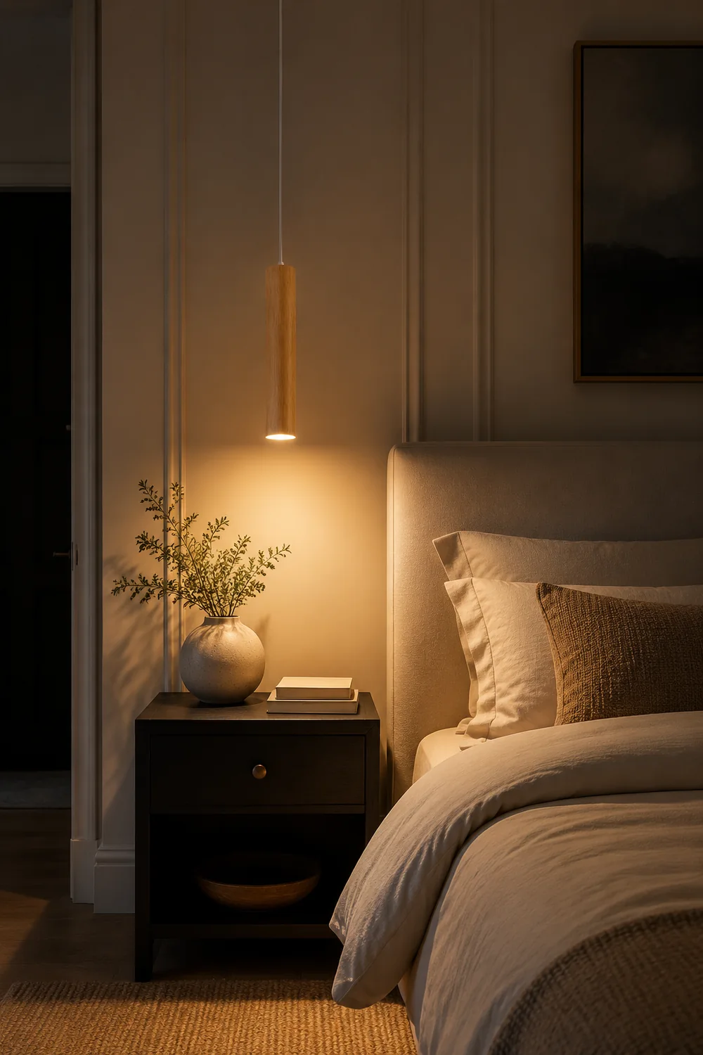 Moderne Einfache LED Pendelleuchte aus Holz für Esszimmer, Restaurant - Lumpaz
