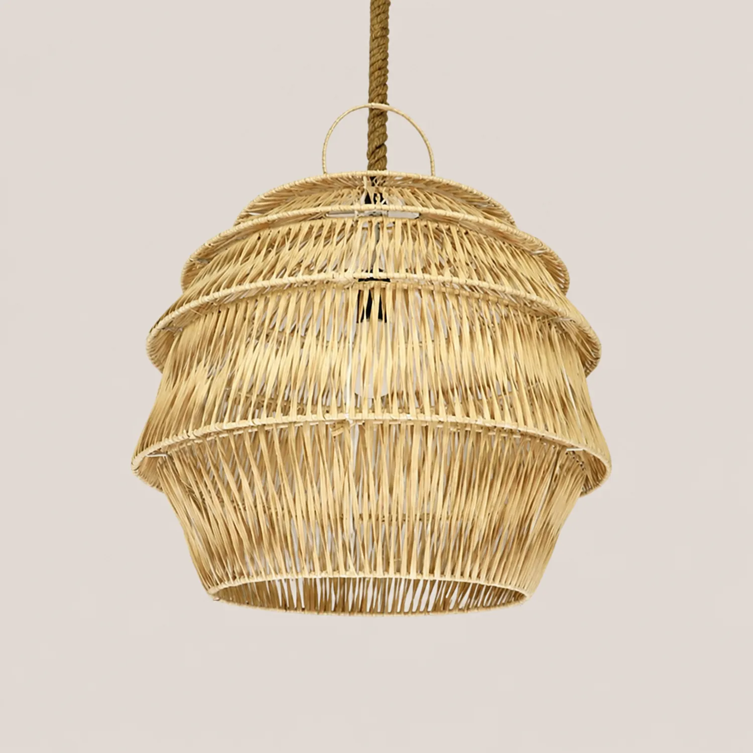 Retro Rattan Basket Pendant Light For Living Room - Lumpaz