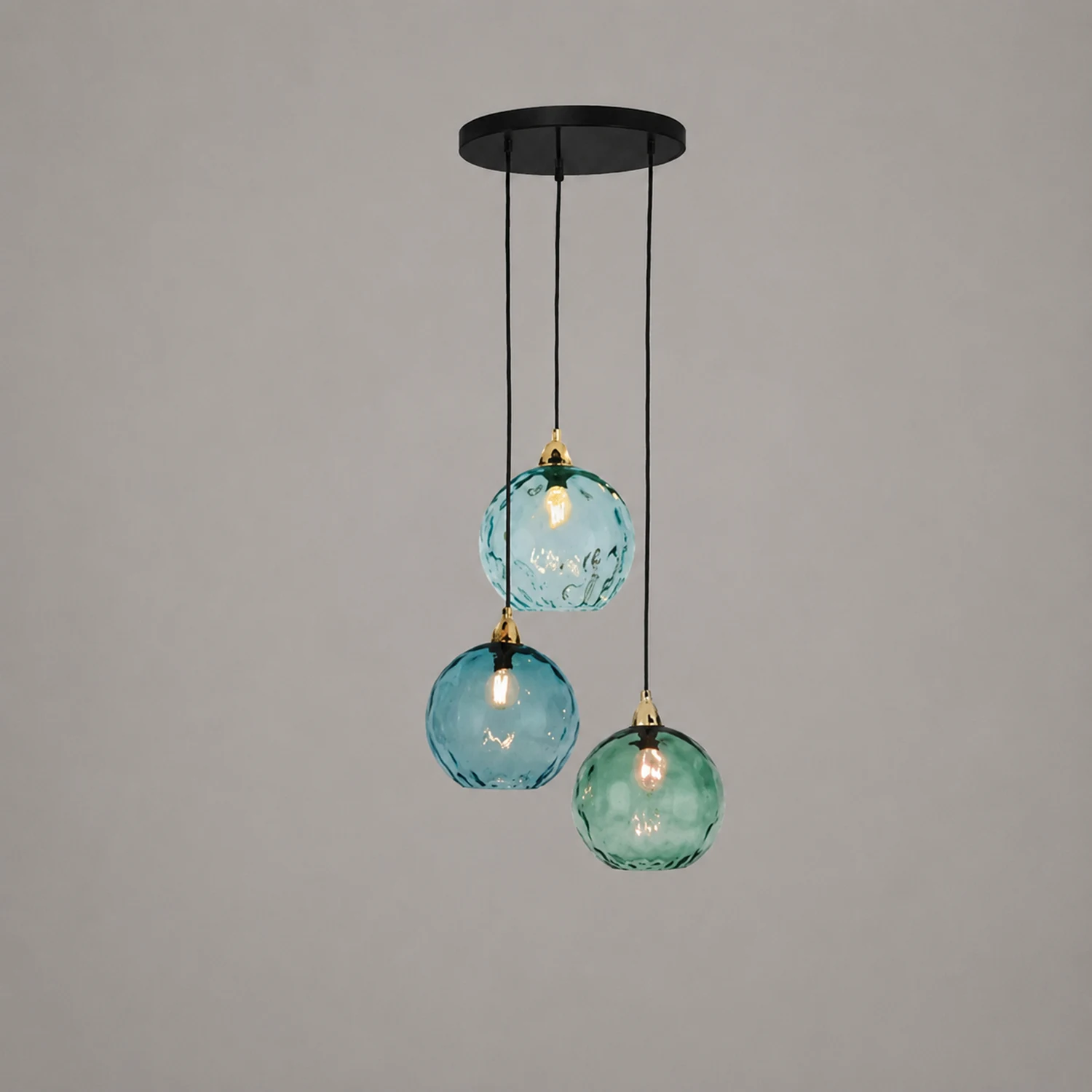 Hailie Pendelleuchte aus buntem Glas, 3 flammig - Lumpaz