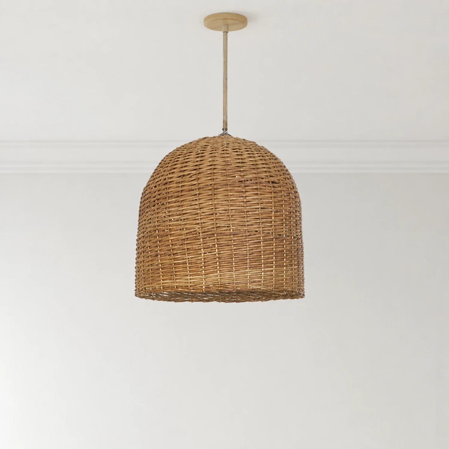 Round Short Bamboo Basket Kitchen Island Pendant Light - Lumpaz