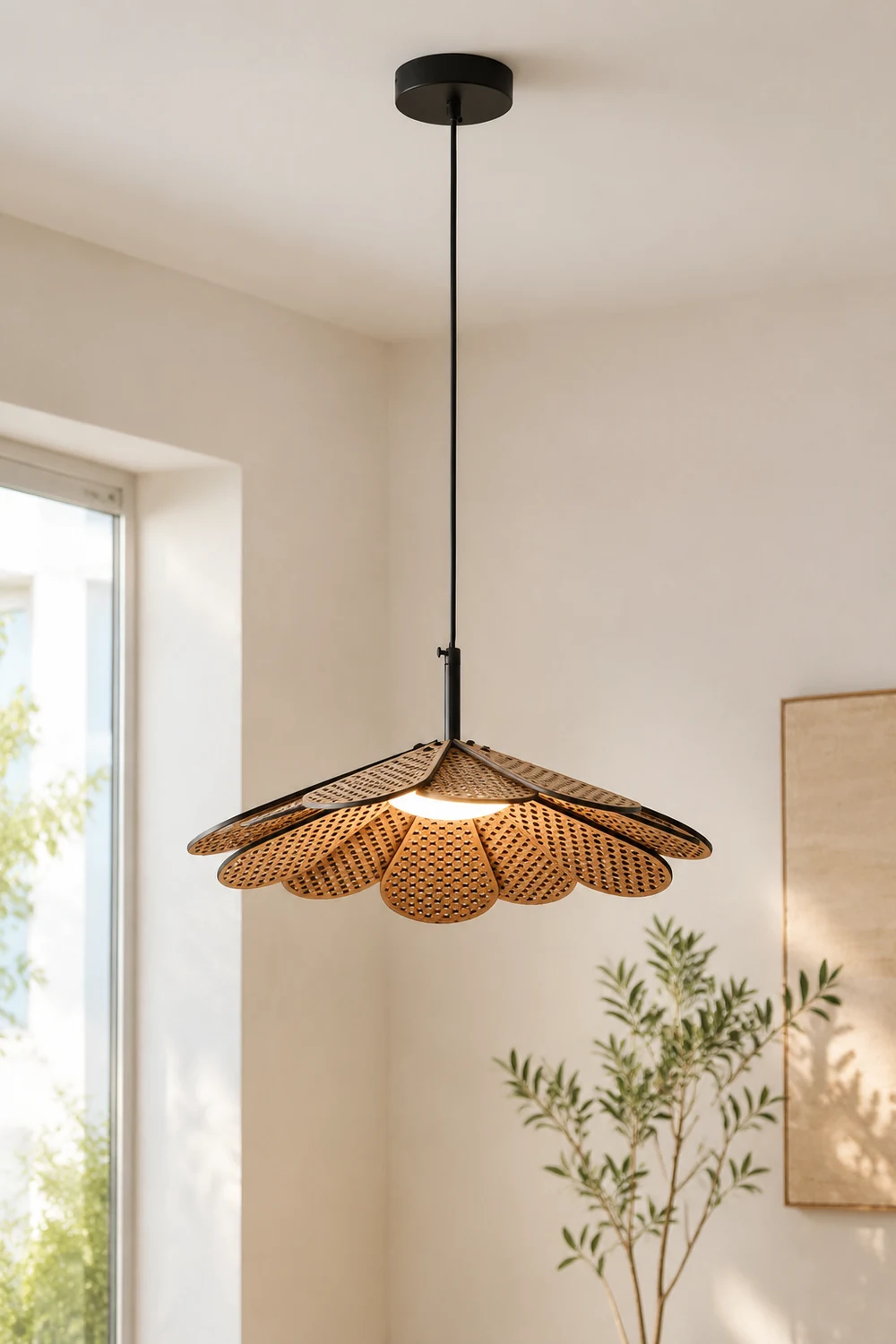 Hollyhock LED Rattan Leaves Pendant Light - Lumpaz