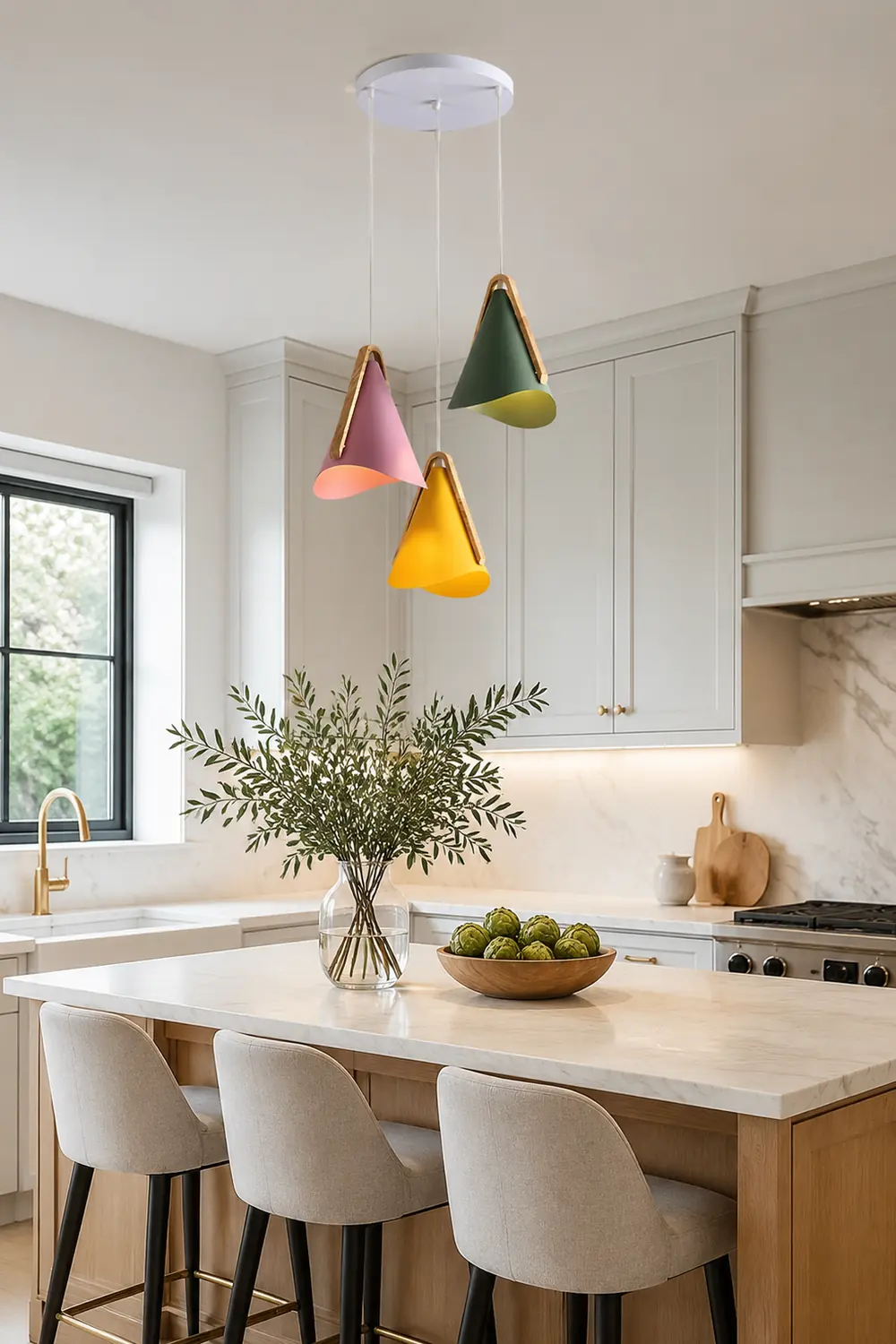 Morandi Cluster-Pendelleuchte 5 Farben, Holz&Metall - Lumpaz