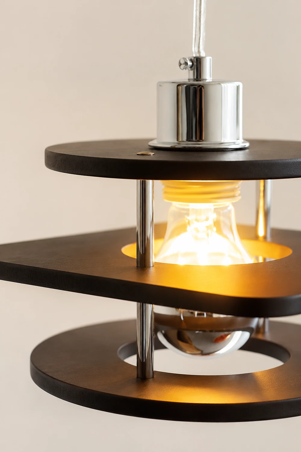Retro Walnut Indoor Pendant Light For Dining Room - Lumpaz