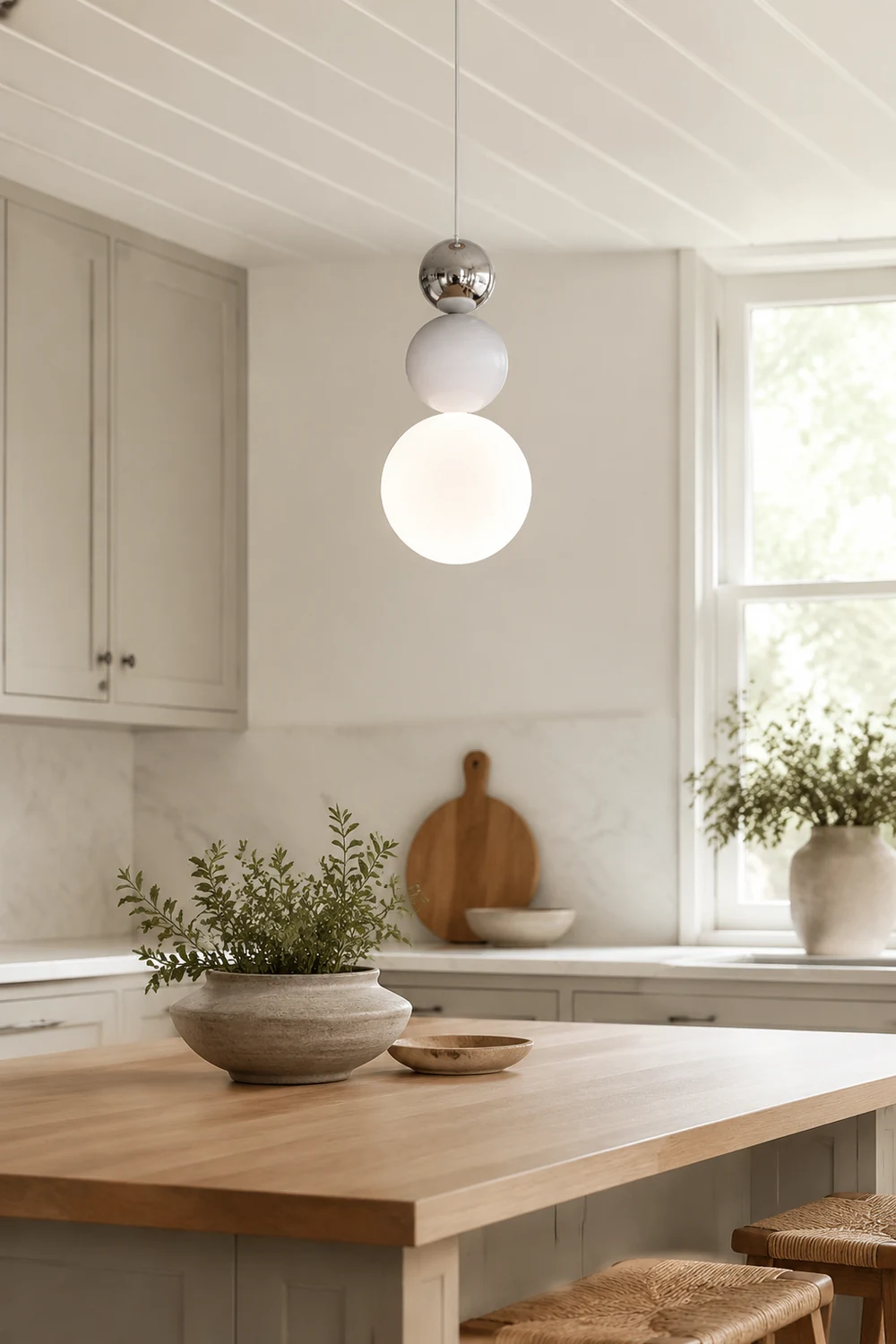 Modern White Glass Hanging Pendant Light - Lumpaz