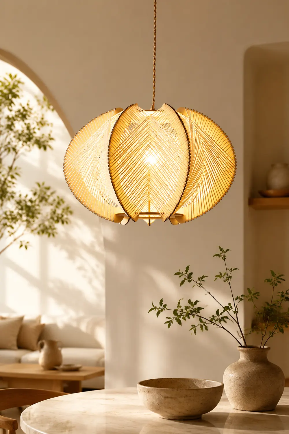 Retro Wooden Pendant Light Irregular Living Room Lamp - Lumpaz