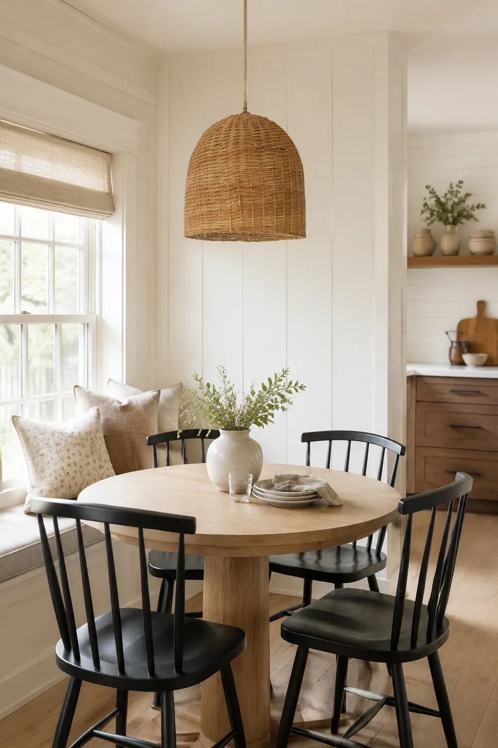 Round Short Bamboo Basket Kitchen Island Pendant Light - Lumpaz