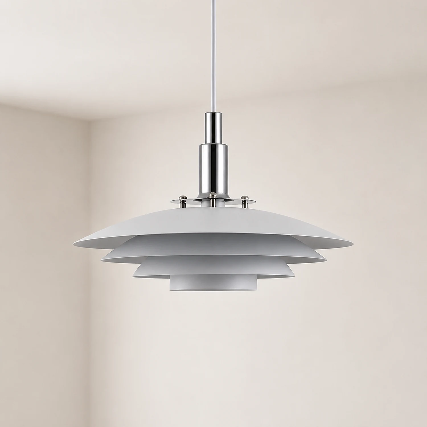 Modern White Iron Hanging Pendant Light - Lumpaz