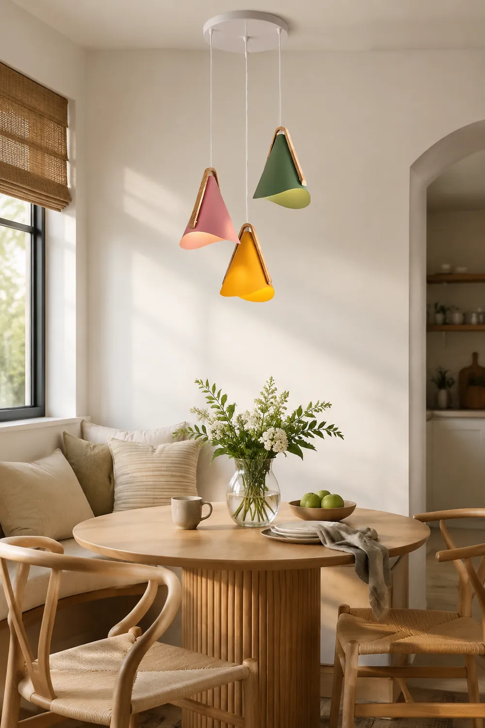 Morandi Cluster-Pendelleuchte 5 Farben, Holz&Metall - Lumpaz