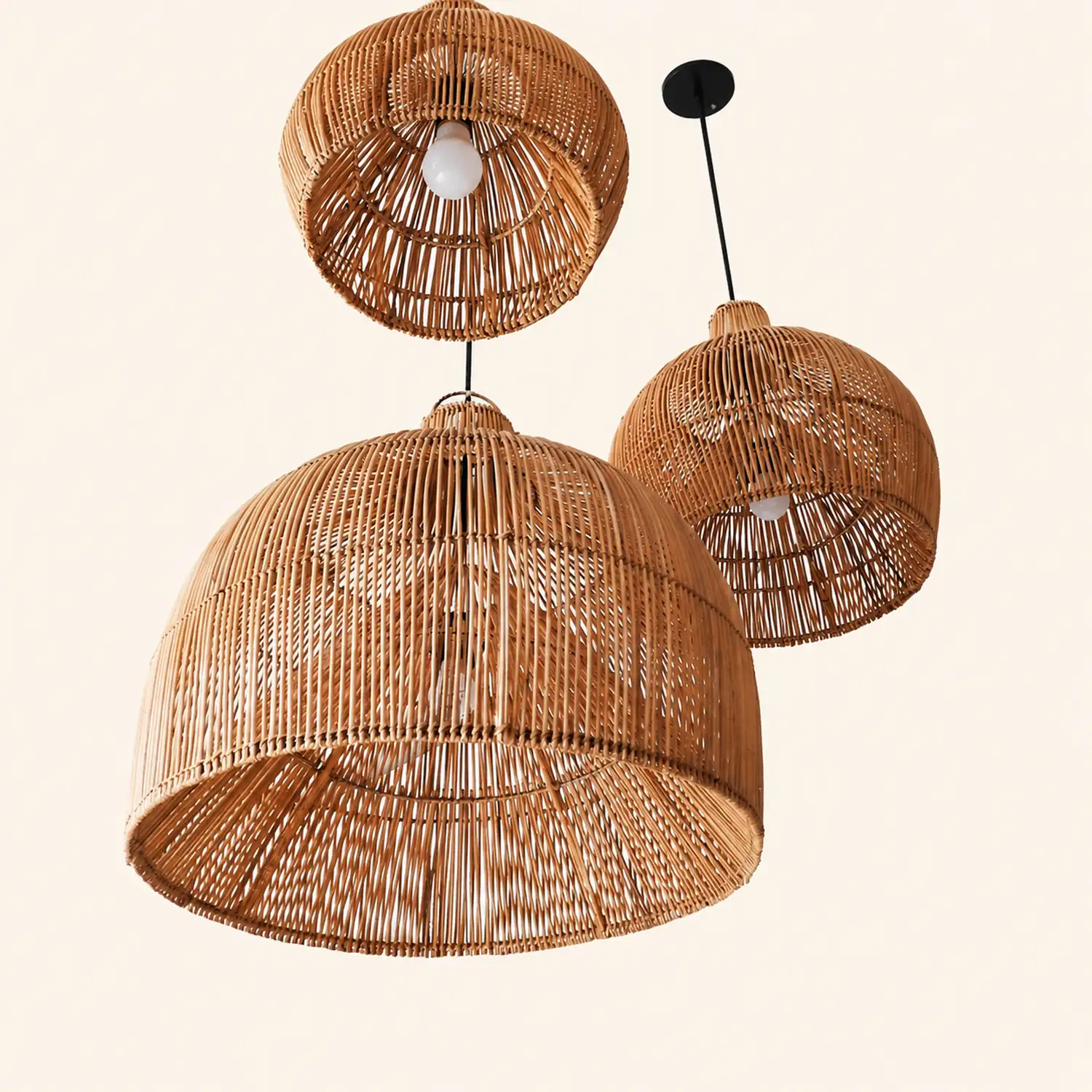 Boho Wicker Lamp Shades Handwoven Kitchen Island Pendant Light - Lumpaz