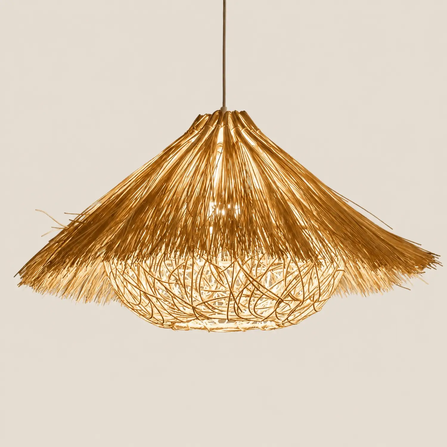 Muto Boho Handgeflochtene Pendelleuchte aus Rattan für Esszimmer - Lumpaz