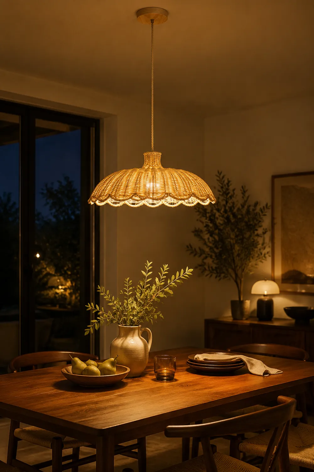 Boho Creative Decor Rattan Woven Pendant Light - Lumpaz