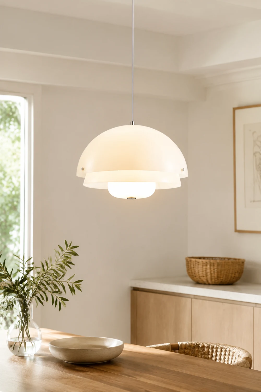 Modern Nordic Style Tiered Glass White Pendant - Lumpaz
