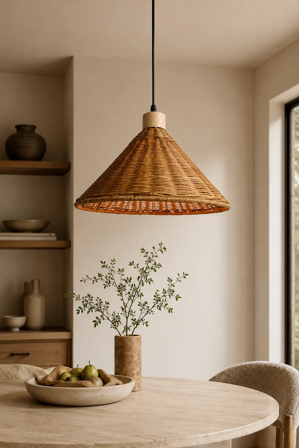 Brown Rattan Basket Pendant Lighting Fixture - Lumpaz