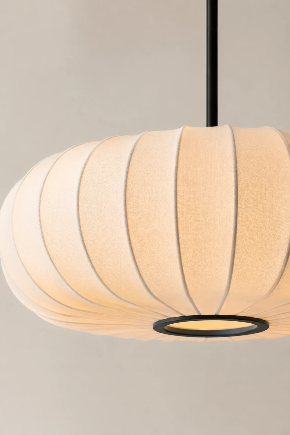 White Fabric Hanging Light Pumpkin Shape Pendant Light - Lumpaz