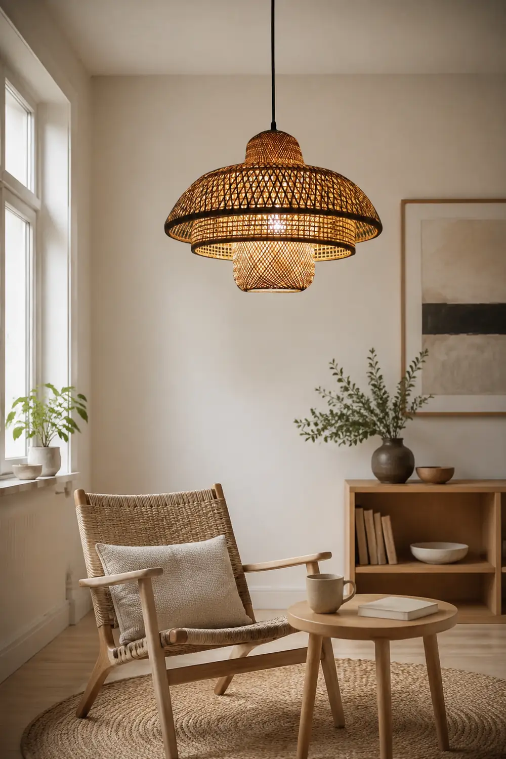 Modern Rattan Dome Latern Pendant Light For Living Room - Lumpaz