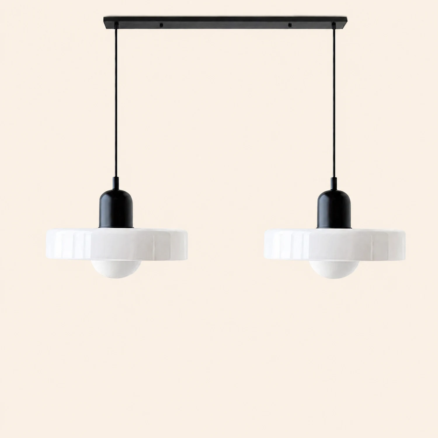2 Heads Modern Bauhaus Glass Pendant Light - Lumpaz