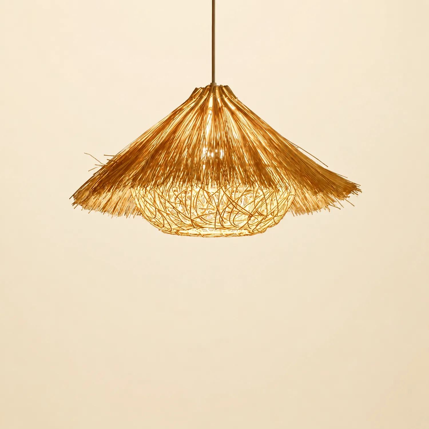 Muto Boho Handgeflochtene Pendelleuchte aus Rattan für Esszimmer - Lumpaz