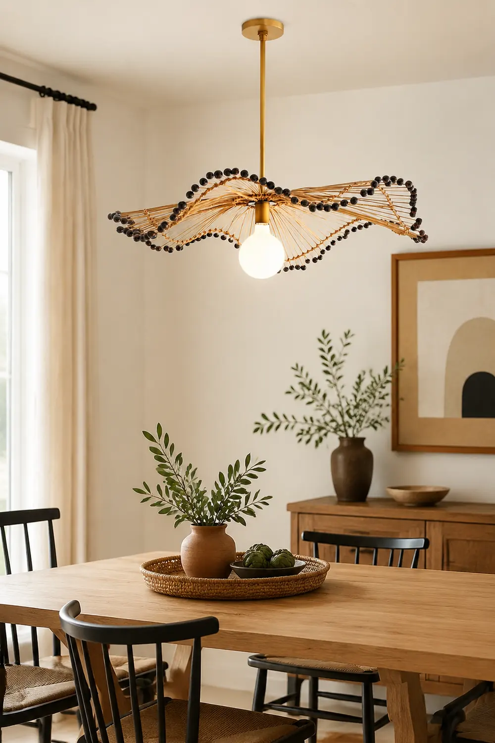 Modern Waverly Handwoven Rattan Pendant Light - Lumpaz