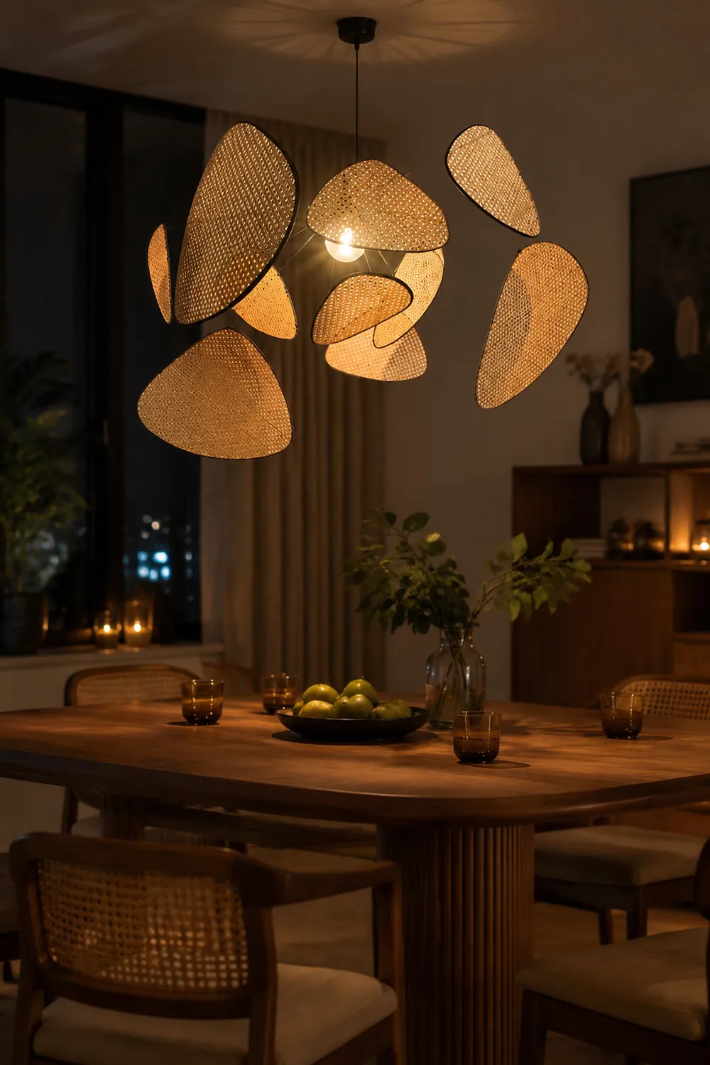 Modern Irregular Shape Rattan Kitchen Pendant Light - Lumpaz