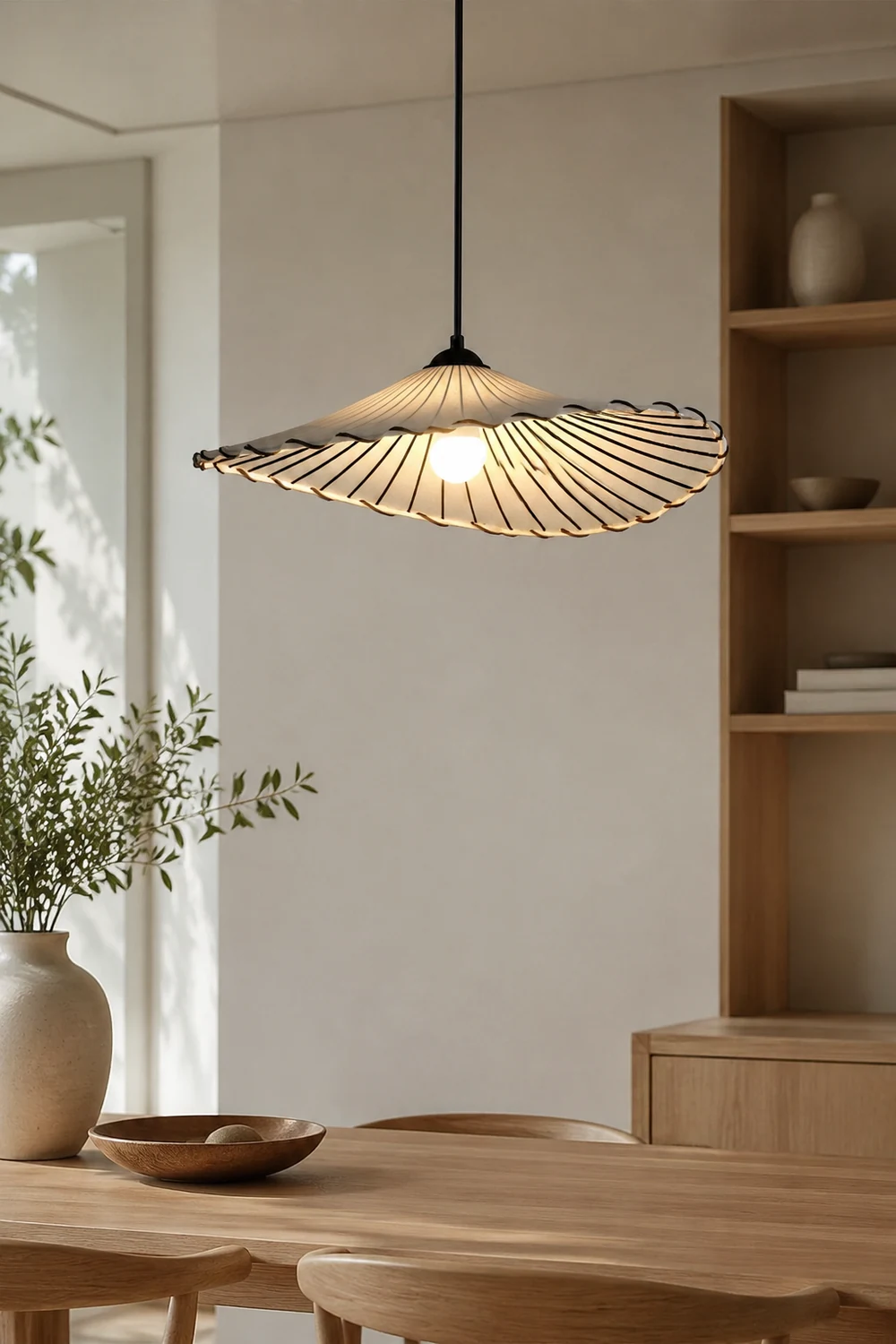 Wabi-Sabi Vintage Lotus Leaf Fabric Pendant Light - Lumpaz