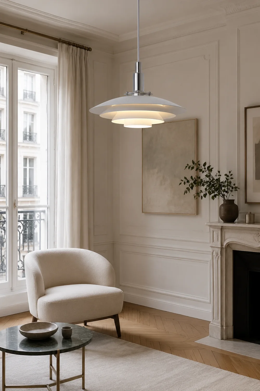 Modern White Iron Hanging Pendant Light - Lumpaz