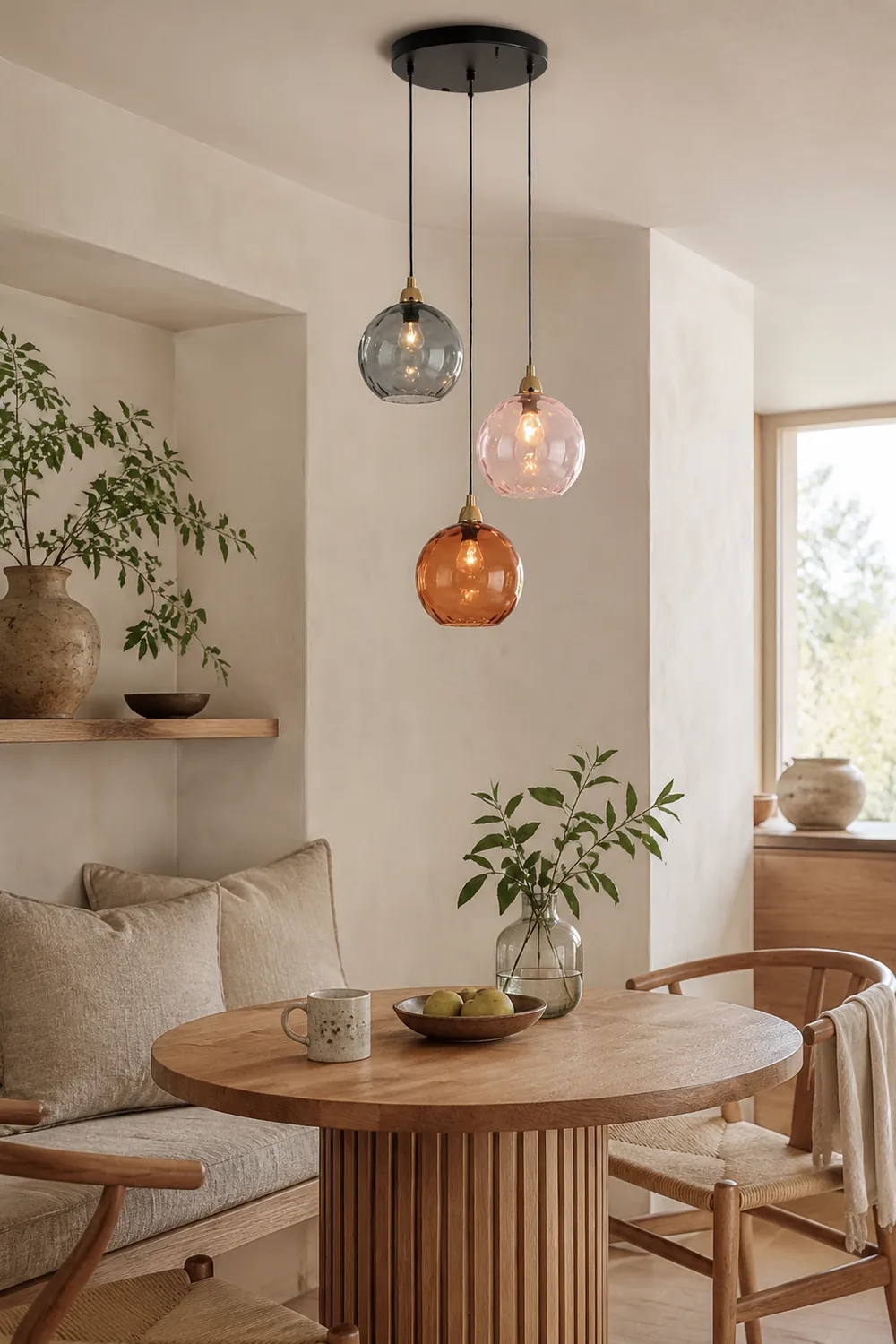Hailie Pendelleuchte aus buntem Glas, 3 flammig - Lumpaz